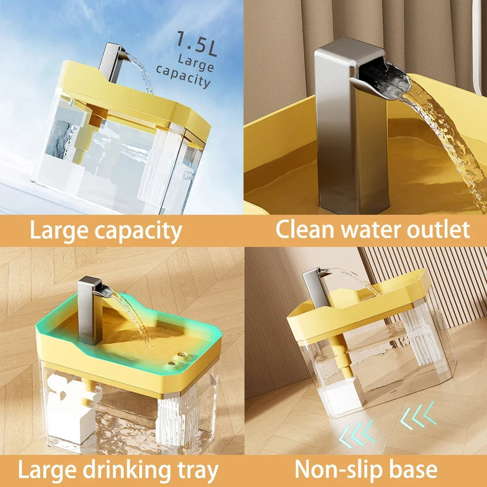 1.5L Automatic Cat Water Fountain with USB Pump & Filter