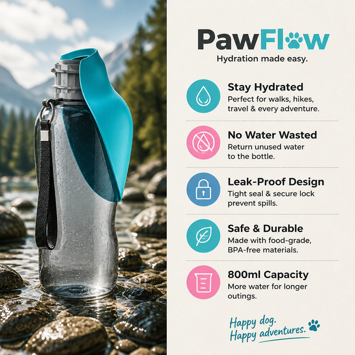 PawFlow™ | Φορητό Μπουκάλι Νερού για Κατοικίδια