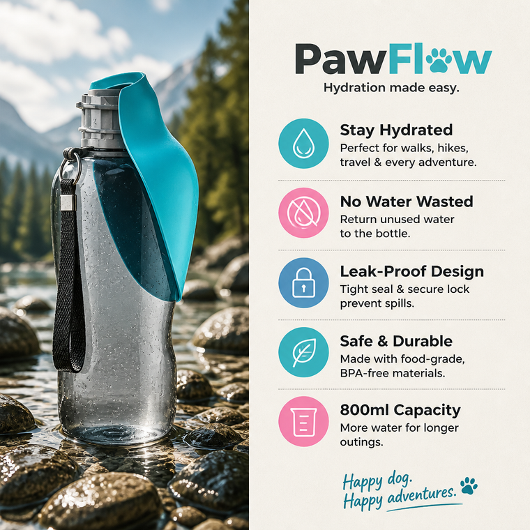 PawFlow™ | Φορητό Μπουκάλι Νερού για Κατοικίδια